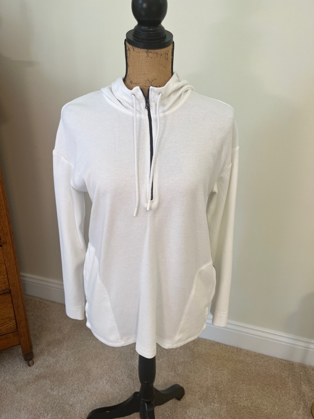 Talbots White Lightweight Half-Zip Hoodie